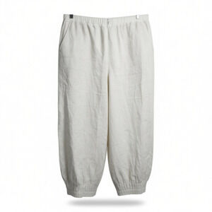 4546) VIVID Linen White Pleated Cuff Harem Pants Pockets  XL